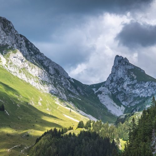 A beautiful shot of the alps under the clouds in Evian-Les-Bains, France